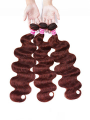 Body Wave Reddish Brown 3Pcs Bundles 100% Remy Human Hair