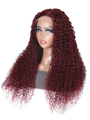 99J Burgundy 4x4 Lace Closure Jerry Curl Human Hair Wig