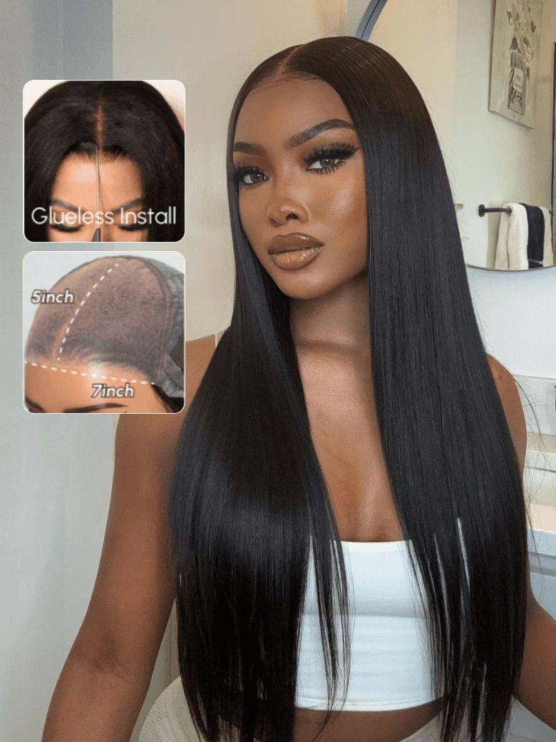 Straight 4x0.75 Middle Part Breathable Lace Wigs Pre Plucked Natural Hairline adjustable Perfectly fit belt Wig