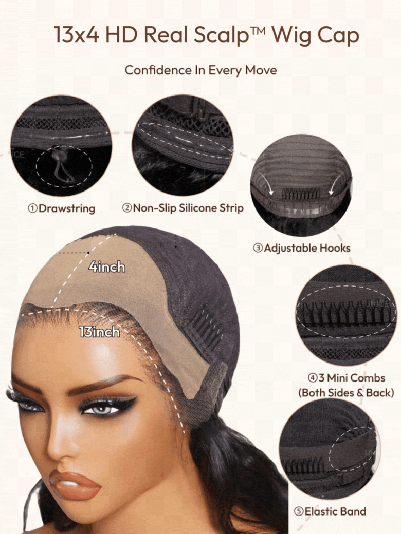 HD Real Scalp? Wig 13x4 Invisible Lace Frontal Loose Wave with Face Framing Curtain Bangs