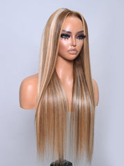 13x6 Lace Front Blonde Omber Balayage Highlight Straight Wig