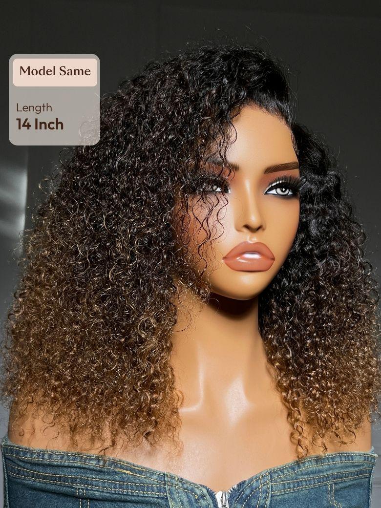 7x5 Bye Bye Slip? Lace Honey Blonde Highlights Water Wave Wig with Invisi Drawstring