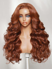 7x5 Bye Bye Slip? Lace Auburn Copper Brown Body Wave Drawstring Wig Beginner Friendly