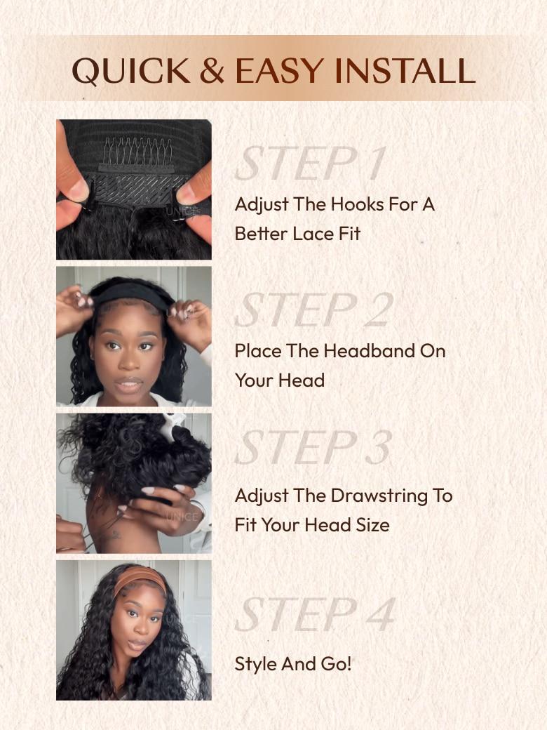 [Daily Classic] Water Wave Glueless Headband Wig for Healthcare Workers | Comfortable, Secure, and Effortless All-Day Wear for Busy Shifts