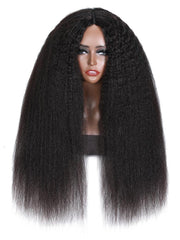 V Part Kinky Straight Wig Upgrade U Part Human Hair Wig Beginner Friendly