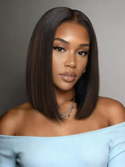 Bye-Bye Knots 7x5 Lace Black to Chestnut Brown Ombre Yaki Bob Wig