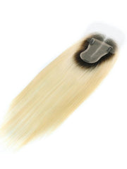3.5x5.5 HD Lace Blonde Ombre Straight Clip On Hair Topper