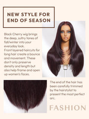 13x4 Pre-Everything? Lace Frontal Black Cherry Layered Straight Wig