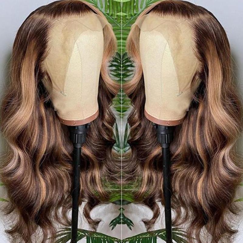 [Free Hair Towel] 4x4 Lace Honey Blonde Highlight Body Wave Wig