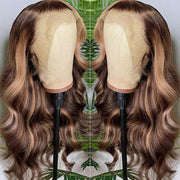 [Free Hair Towel] 4x4 Lace Honey Blonde Highlight Body Wave Wig