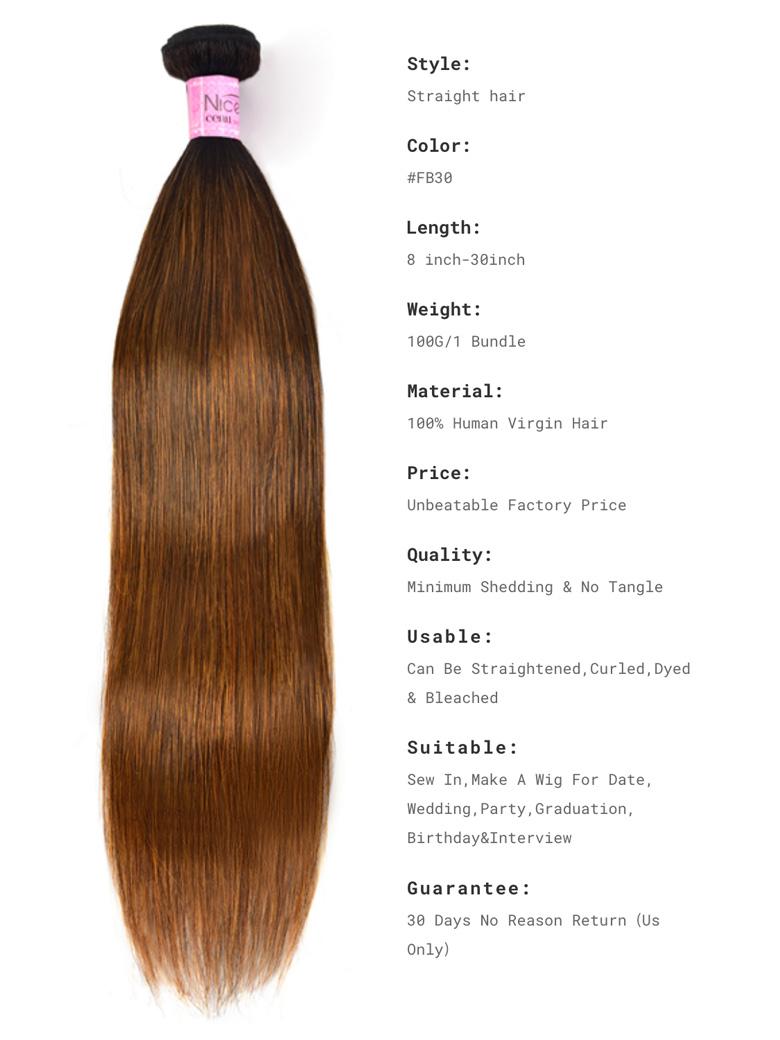 Hair Virgin 3 Bundles Deals Colored Hair Weave #FB30 Straight Hair