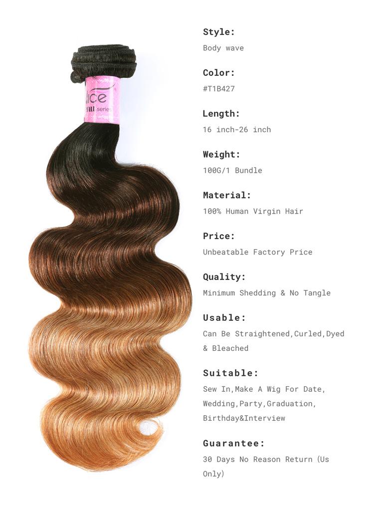 Hair Body Wave Virgin Hair 1 Bundle Unprocessed Ombre Human Hair Wave