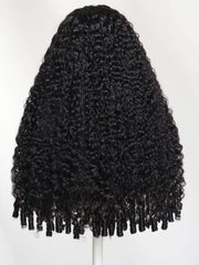 13x4 Pre-Everything? Lace Frontal Natural Black Burmese Curly Wig with Finger Coily Ends