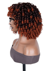Glueless Trendy Color Dark Copper Ombre Ringlet Curly Bob Wig For Summer
