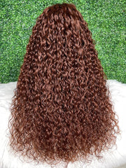 [From 20"] 13x4 Lace Front Wigs Dark Auburn Water Wave 150% Density Wig Perfect For Deeper Skintones