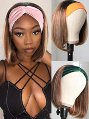 [2 wigs=$109] 22" Upart Kinky Curly Wig and 10" Headband Black Root Honey Blonde Wig