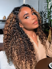 [24"=$99] Glueless Balayage Color Highlights Glueless U Part Curly Hair Beginner Friendly Wig