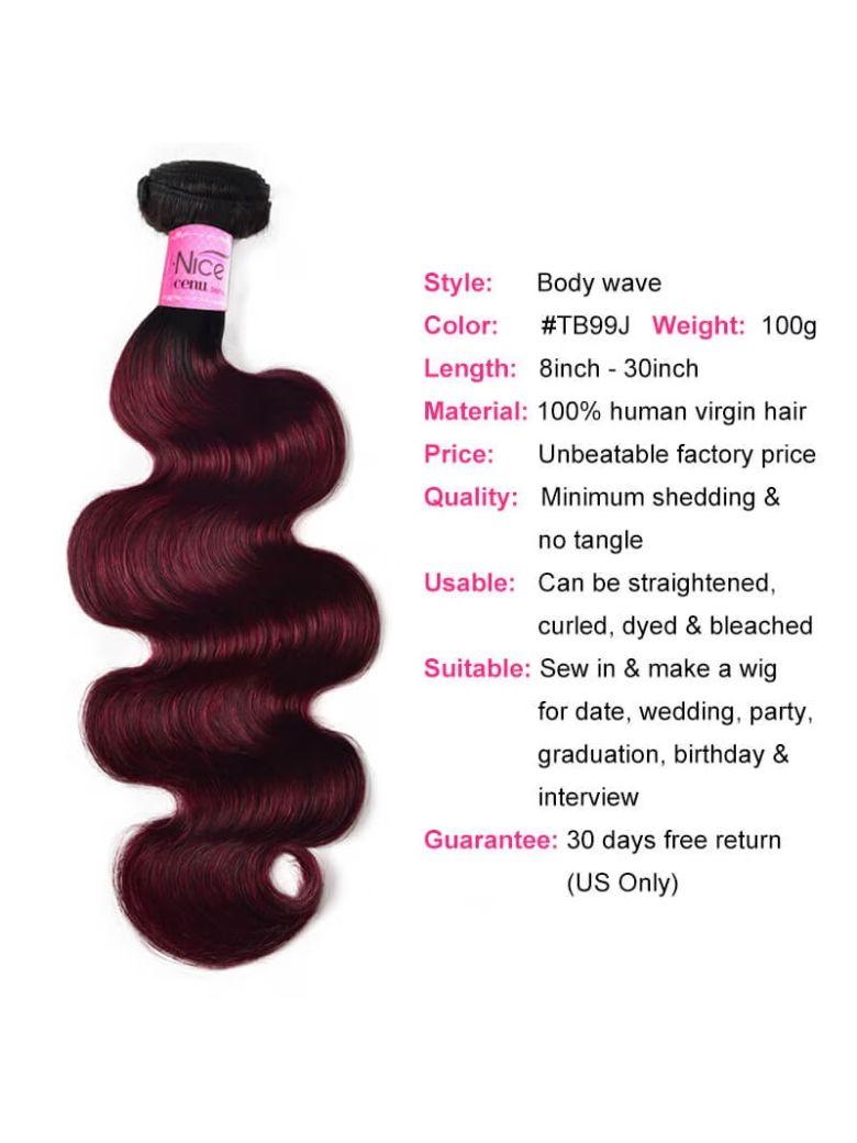 Hair High Quality Novel #TB99J Straight & Body Wave Virgin Hair 1 Bundle for Sew In
