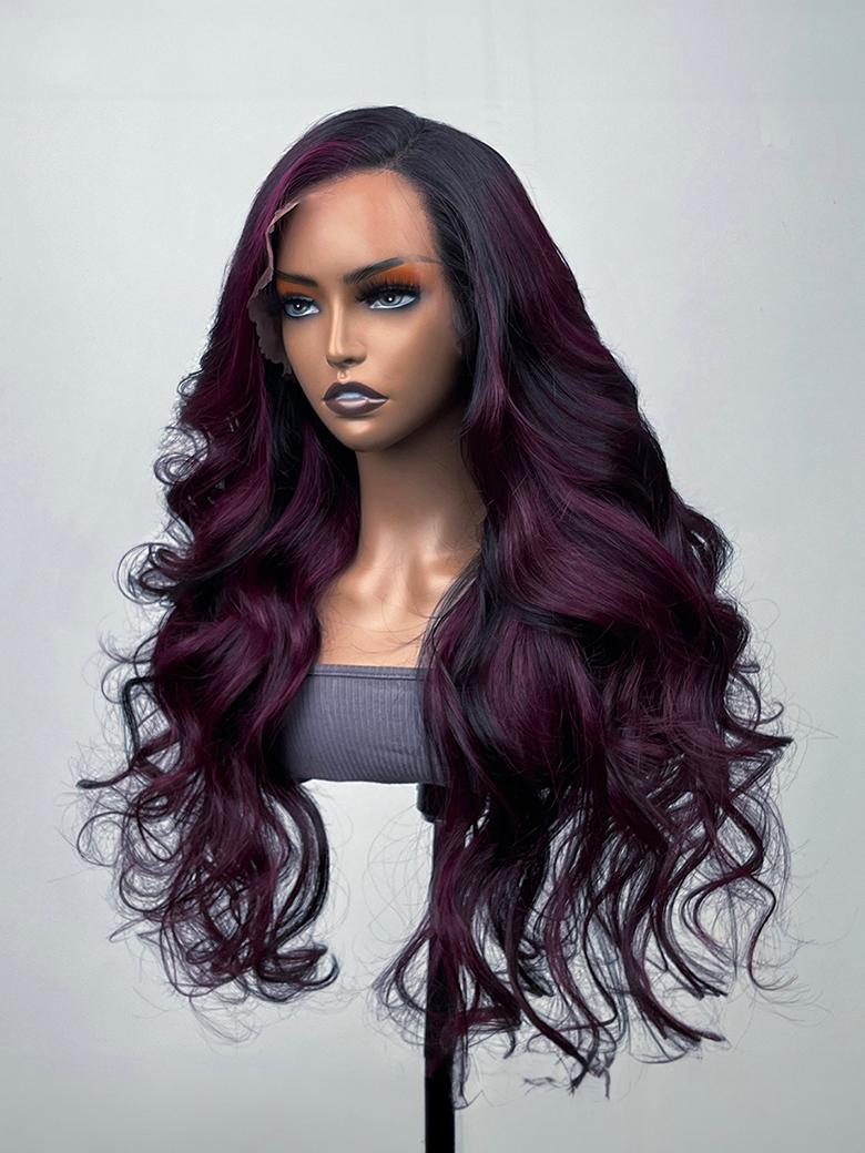 [Lace Wigs From $59] Midnight Dark Purple Ombre Lace Wig Loose Wave Wig 150% Density