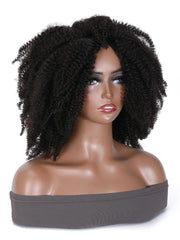 Natural Black Afro Kinky Curly Human Hair Glueless Wig for Sale