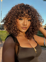 Glueless Spring Bouncy Curly Honey Blonde Bob Wig