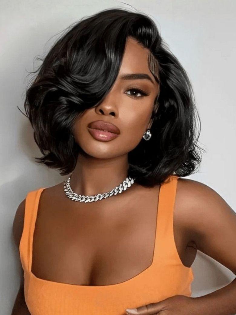 Bye-Bye Knots? 7x5 Lace Side Part Layered Wig With Side-Swept Bangs with Invisible drawstring