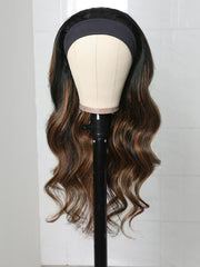 Tiktok Super Sale Bronde Balayage Highlight Ombre Body Wave Headband Wig