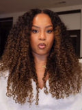 Petaluxe [US Only] [35 new users needed] 16 Inch 7x5 Bye Bye Slip?Glueless Lace Black to Chestnut Brown Ombre Curly With Finger Coil Ends Wig