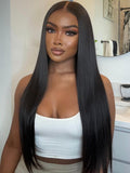 Petaluxe 13x4 Transparent Lace Frontal Black Straight Pre-Plucked Human Hair Wig