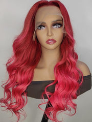 [24"=$169] Bubblegum Pink 13x4 Lace Front Wig Loose Wave 150% Density