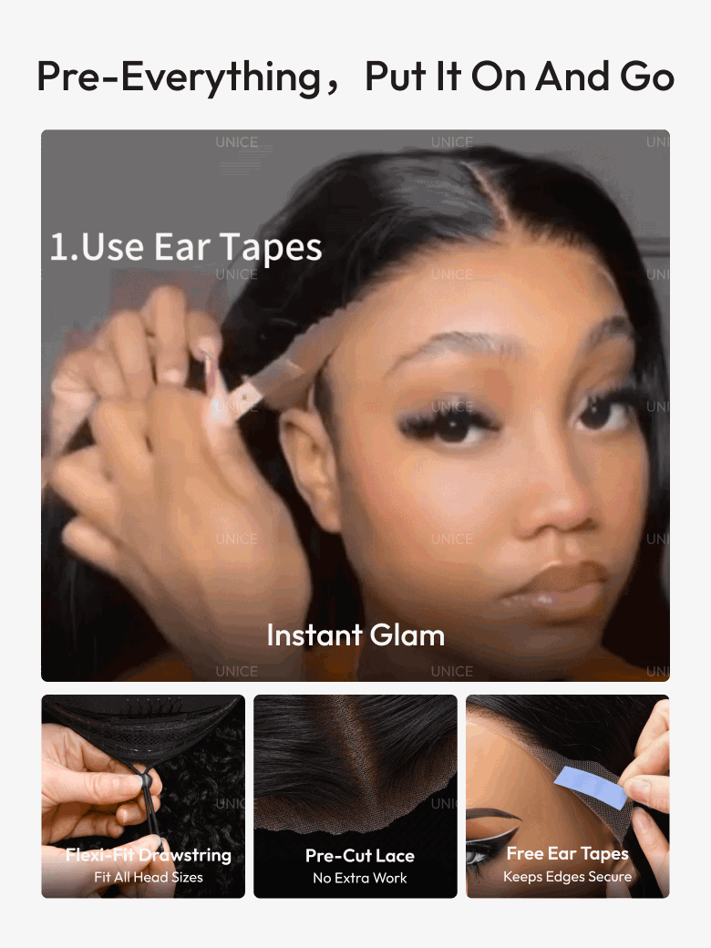 [ Ameera Same ] 13x4 Bye Bye Slip? 2-in-1 Straight to Water Wave Wet and Wavy Human Hair Wig With Invisi Drawstring