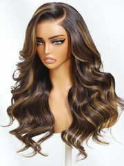 7x5 Bye-Bye Knots? & 13x4 Pre-Everything? Lace Frontal Pull And Go Black Fluffy Natural Loose Wave Curtain Bangs Wig with Free Ear Tape