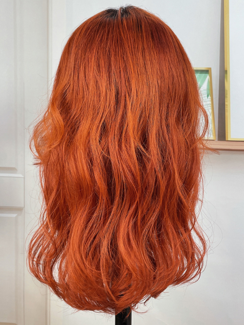 Cinnamon Brunette Loose Wave 13x4 Lace Frontal Wig With Dark Roots