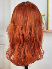 Cinnamon Brunette Loose Wave 13x4 Lace Frontal Wig With Dark Roots