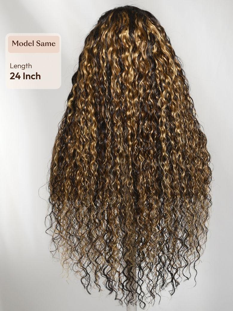 7x5 Bye Bye Slip? Lace Golden Blonde Balayage Highlights Water Wave Glueless Wig