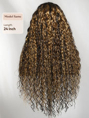 7x5 Bye Bye Slip? Lace Golden Blonde Balayage Highlights Water Wave Glueless Wig