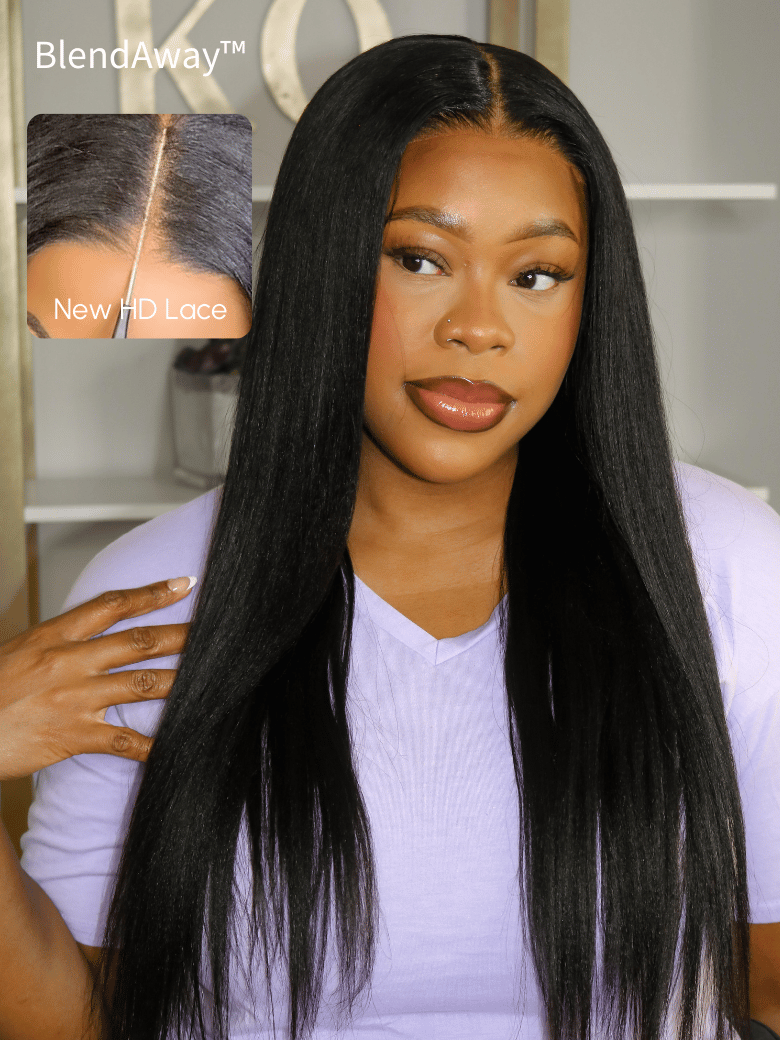 5x5 Thin HD BlendAway Lace 180% Density Glueless Lace Yaki Hair Wig