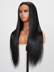 Put On And Go Pre Cut Lace 6x4.5 Transparent Lace Straight Black Quick & Easy Glueless Wig With Breathable Cap Air Wig
