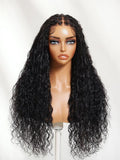 Petaluxe Bye-Bye Knots™ 7x5 Lace Black Water Wave Wig with Locs with Invisi Drawstring
