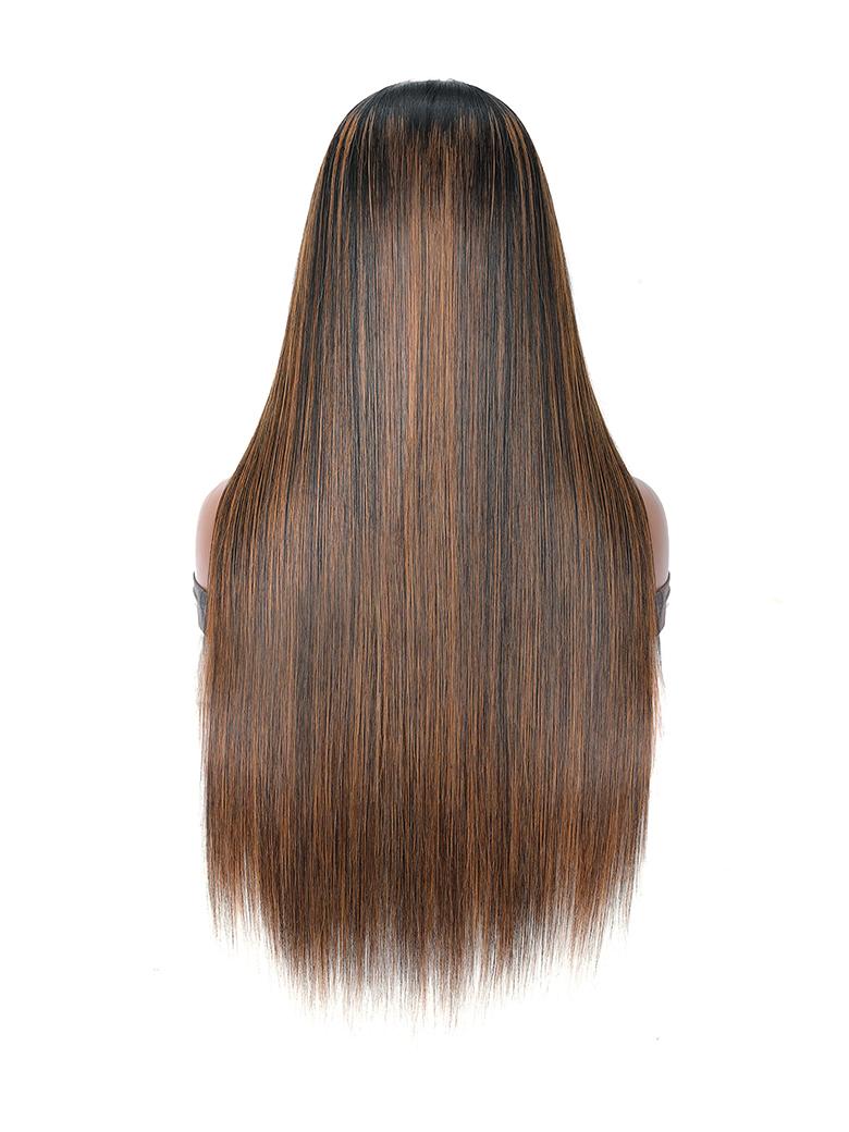 Glueless Straight V Part Wig Balayage Highlights Beginner Friendly Upgrade U Part Wig