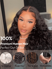 7x5 Bye-Bye Knots? & 13x4 HD Lace Pull & Go Glueless Water Wave Grip Wig With Secure Silicone Strips and Drawstring With Baby Hair