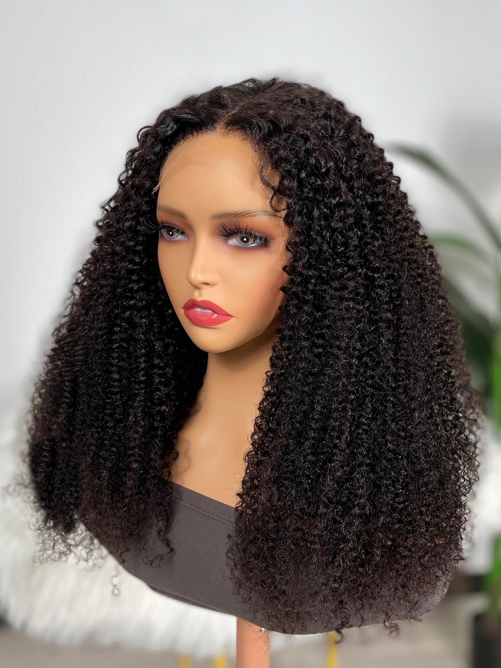 26 Inch 180% Density HD Glueless 5x5 Lace Natural Afro Kinky Curly Human Hair Wig