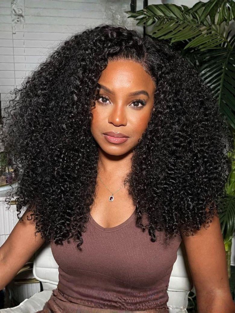 [24''=$129] 7x5 Bye Bye Knots? Glueless Lace Red Blonde Highlights Loose Wave & Natural Black Kinky Curly Wig