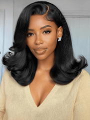 Bye-Bye Knots? 7x5 Pre-cut Lace Natural Black with Caramel Brown Highlight Yaki Straight Bob Wig