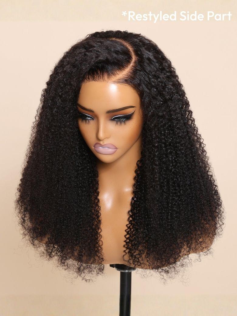 7x5 Bye Bye Knots Glueless Wig Black Kinky Curly Wig With 4C Baby Hair Drawstring Wig