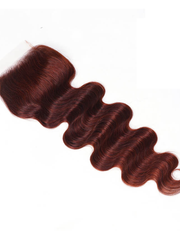 Dark Auburn Body Wave Remy Human Hair 4x4 Free Part Closure