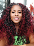 Petaluxe 13x4 Lace Front Burgundy Highlighted Cute Curly Wig