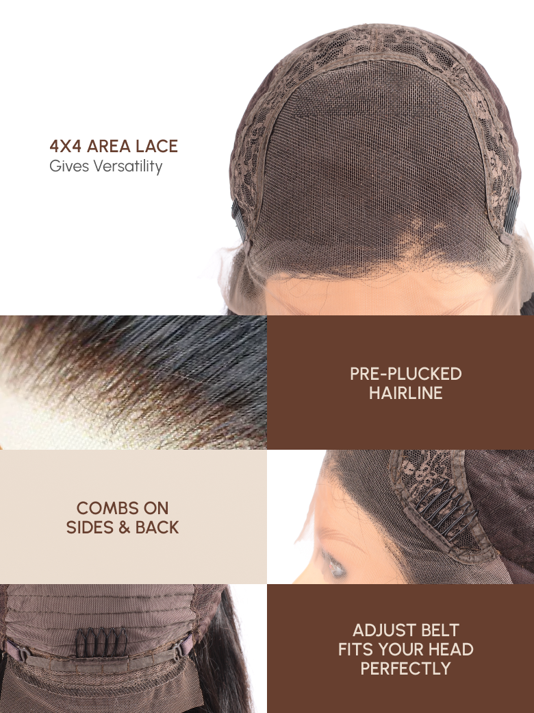 4x4 Lace Closure Black Bob Wig With Side Swept Bangs