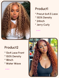 Petaluxe 2 Wigs $238 for 24" Precut 6x4.5 Lace Honey Blonde Curly Wig and 18" 13x4 Lace Front Reddish Brown Water Wave Wig