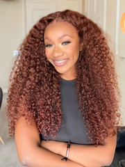 Honey Blonde Sun Kissed Highlights 13x4 Transparent Lace Front Kinky Curly Wig 150% Density